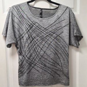Blecker & McDougal Beaded Women's Top -  Grey, Petite Large -Vitange 90's
